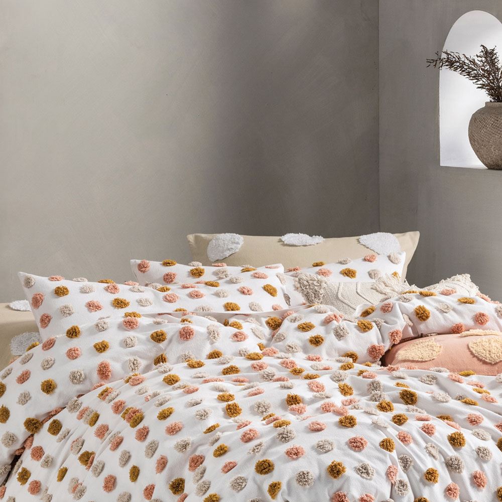 Linen House Haze Tufted Polka Dot 100% Cotton Housewife Pillow Case