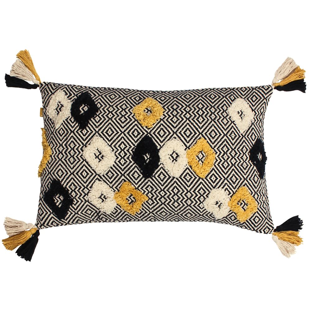 Furn Benji Tufted Diamonds 100% Cotton Tasselled Cushion Cover