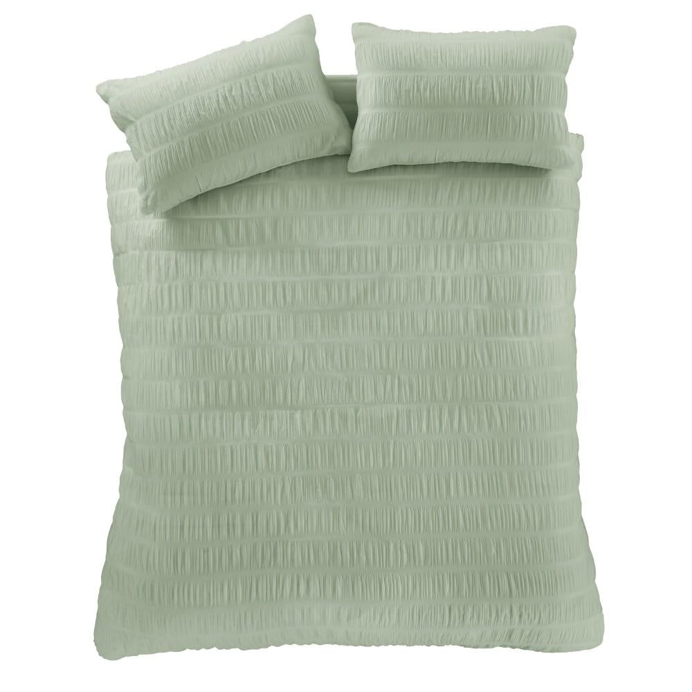 Catherine Lansfield Seersucker Banded Textured Cotton Rich Duvet Cover Set