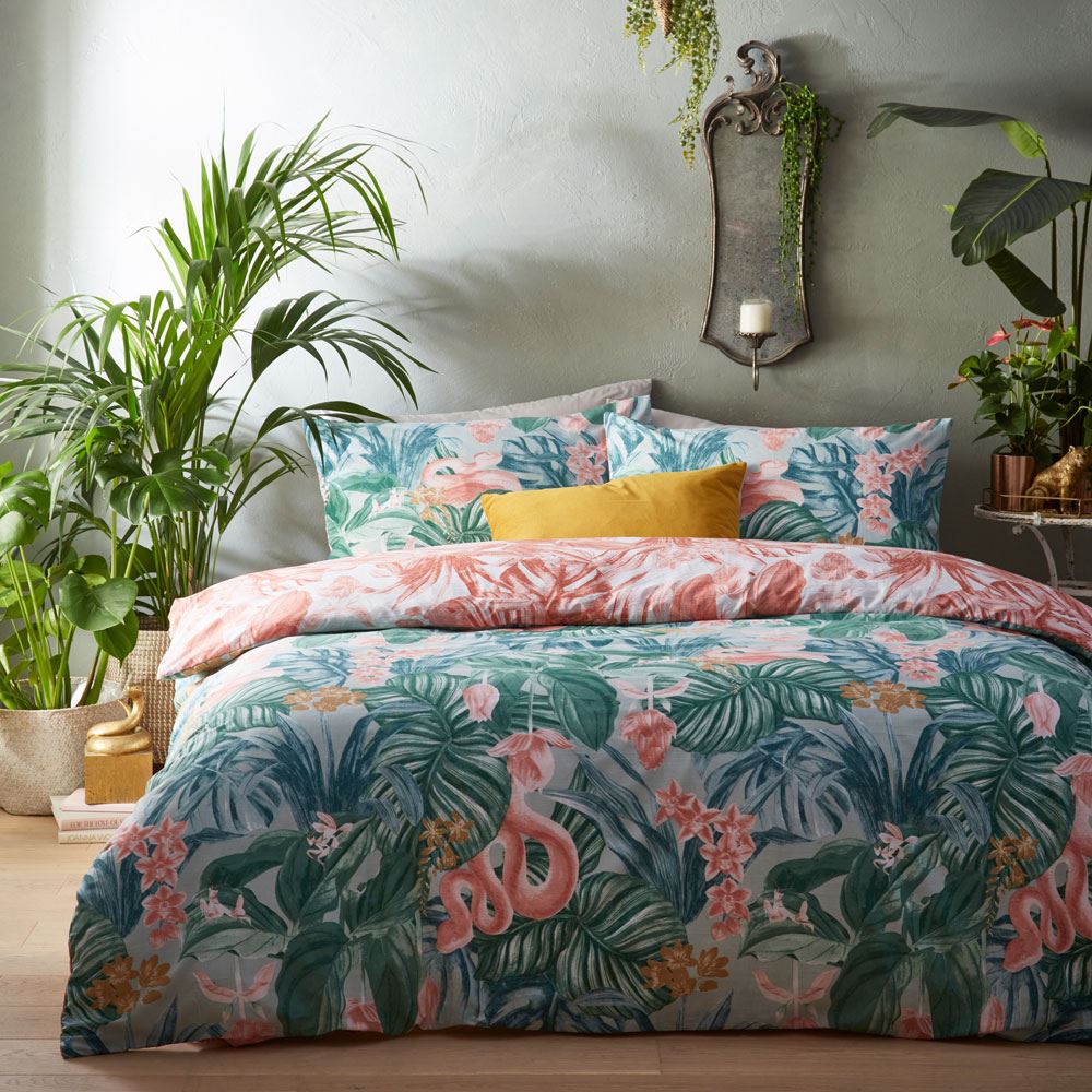 Furn Medinilla Tropical Jungle Print Reversible Duvet Cover Set