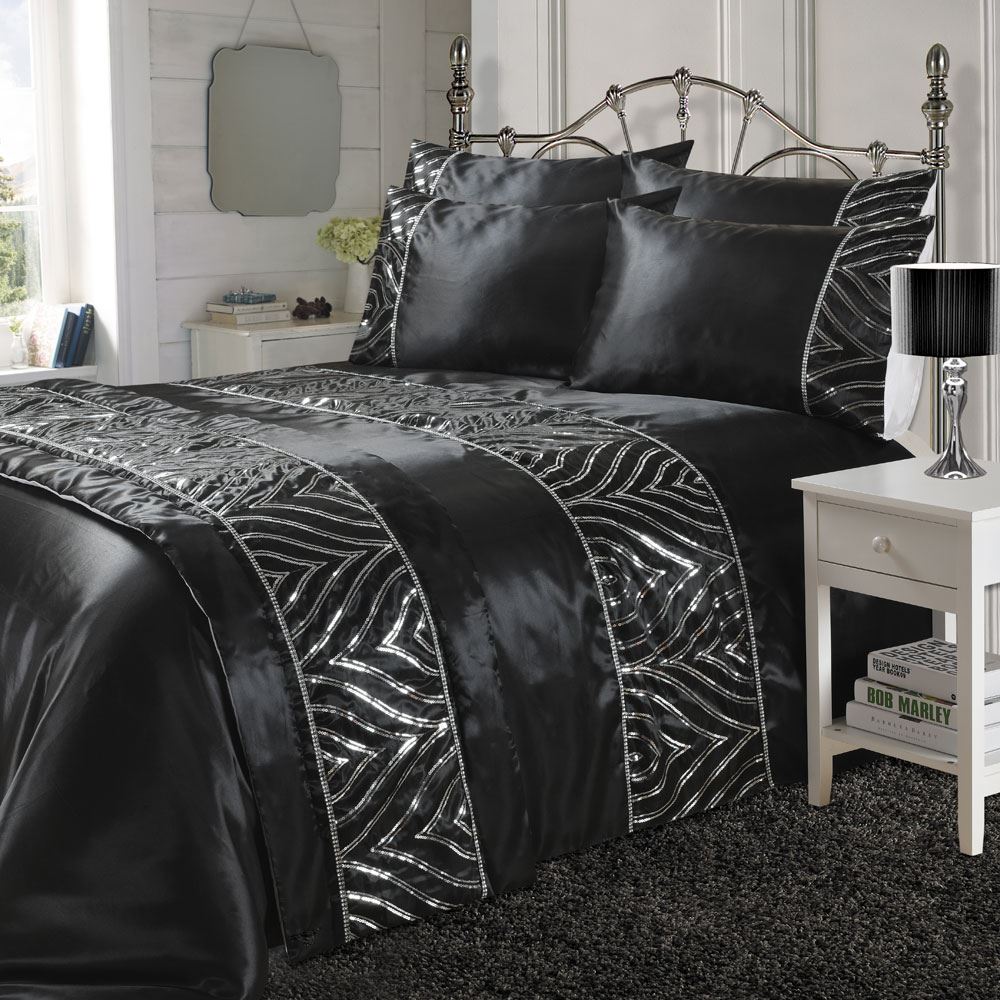 Night Zone Shimmer Sequin Embellished Duvet Cover Set