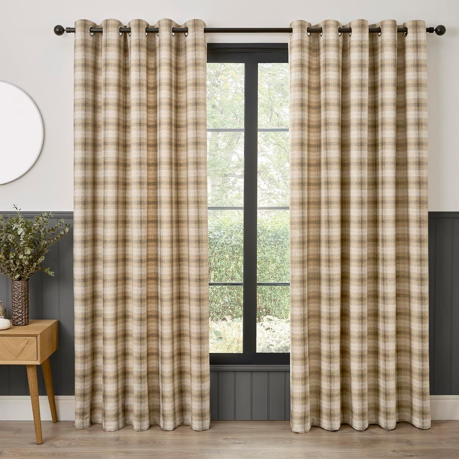 Curtina Everett Jacquard Woven Check Eyelet Lined Curtains