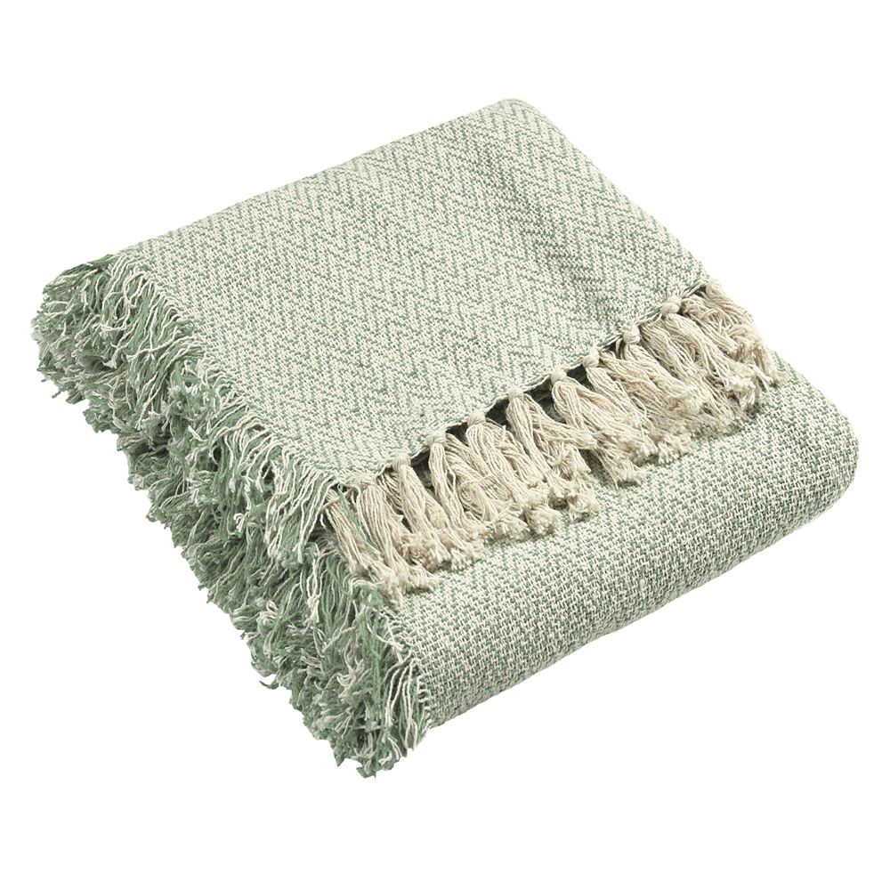Furn Jasper Herringbone Weave 100% Cotton Fringed Throw