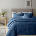 Catherine Lansfield Lennon Stripe Double Duvet Cover Set with Pillowcases Blue
