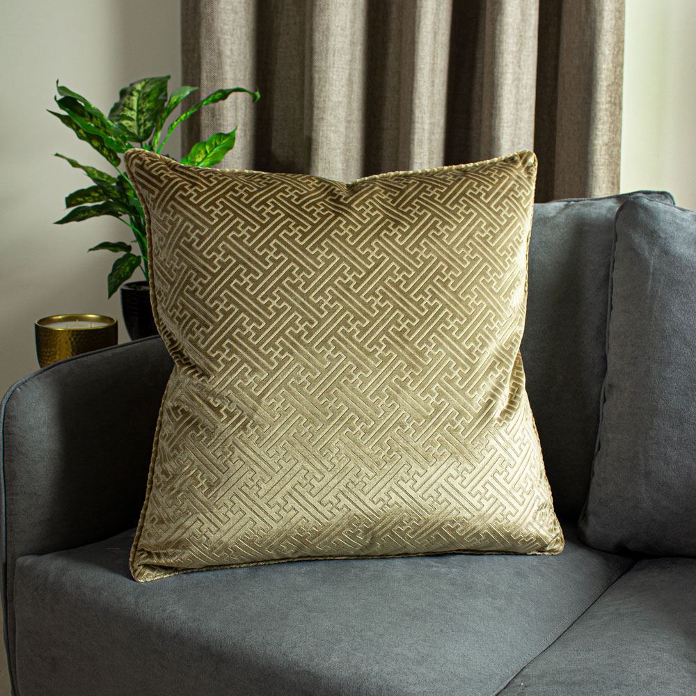 Paoletti Florence Embossed Luxe Velvet Piped Cushion Cover