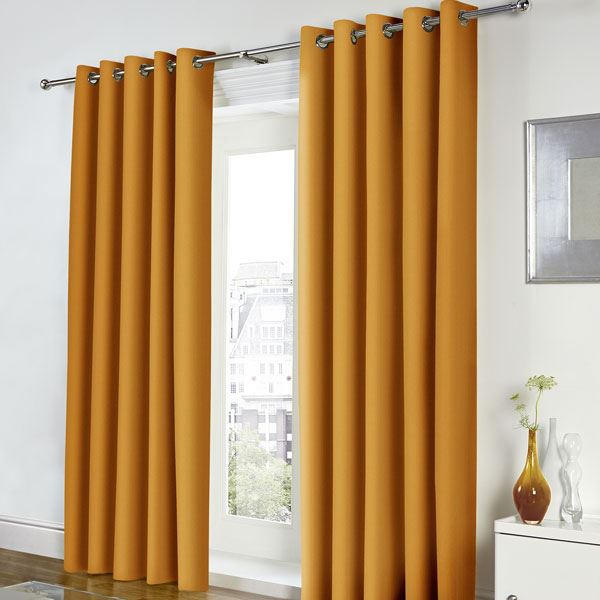Fusion Freya Plain 100% Cotton Eyelet Lined Curtains