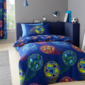 Catherine Lansfield Bright Football Reversible Single Duvet Cover Set with Pillowcase Navy Blue