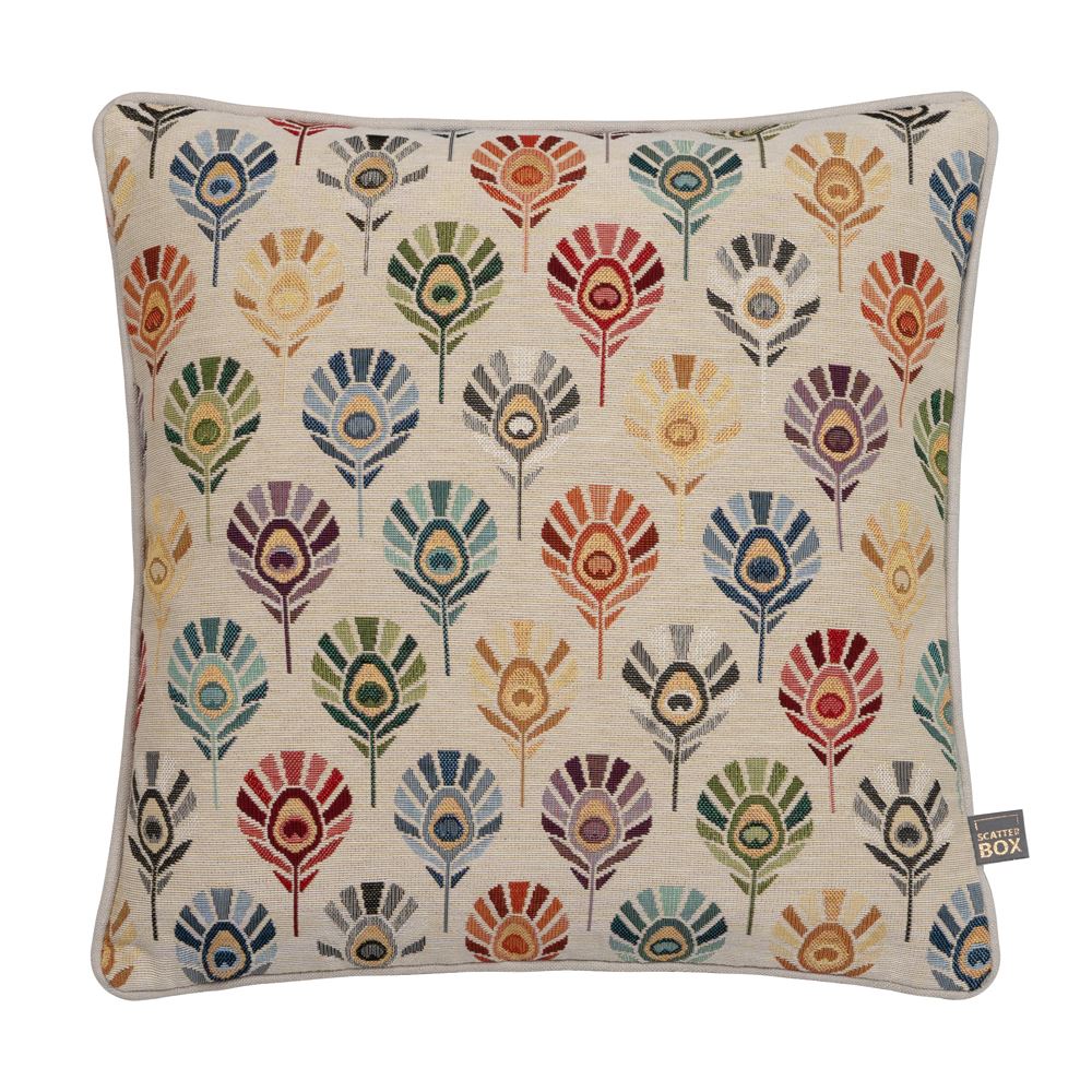 Scatter Box Poppy Floral Woven Jacquard Feather Filled Piped Edge Cushion