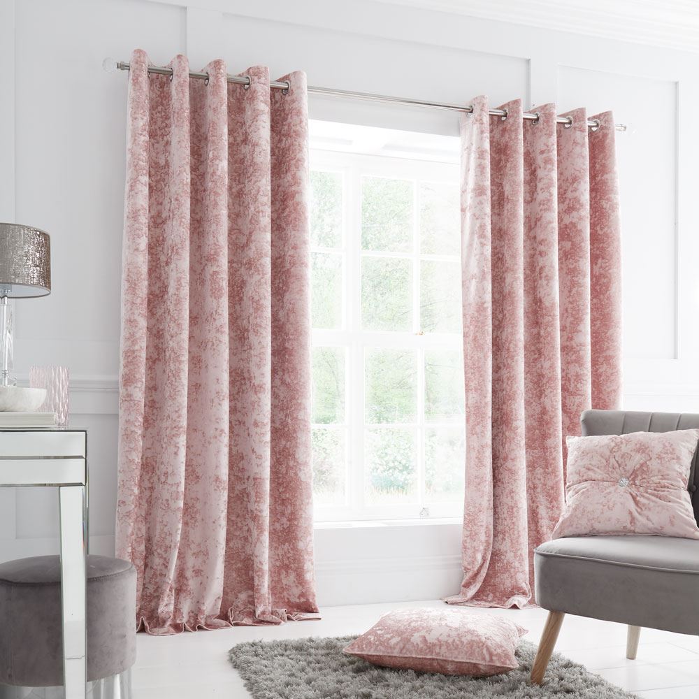 Catherine Lansfield Crushed Velvet Lined Eyelet Curtains