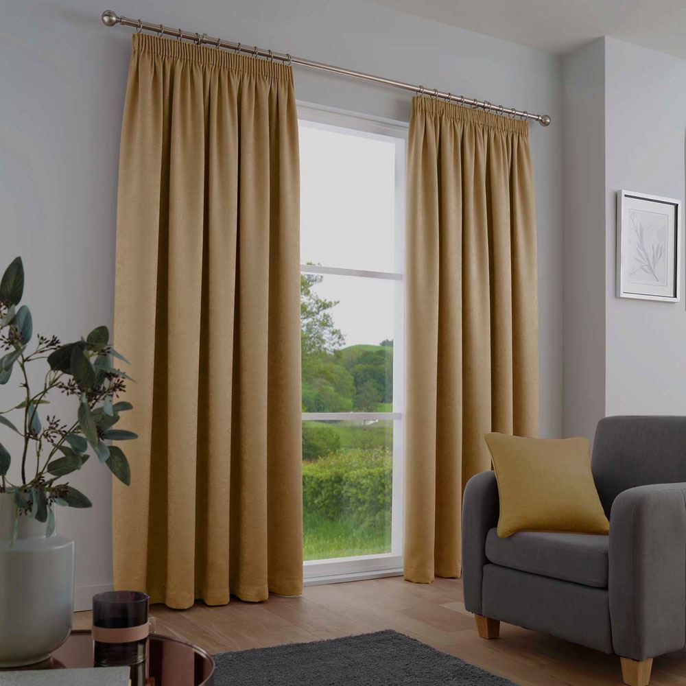 Fusion Galaxy Plain Dyed Triple Woven Thermal Pencil Pleat Lined Curtains