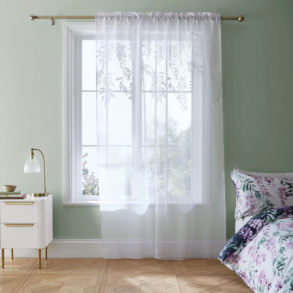 Catherine Lansfield Wisteria Floral Slot Top Curtain Panel