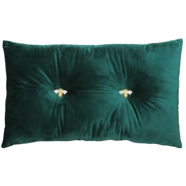 Paoletti Bumble Jewelled Velvet Filled Boudoir Cushion, 30 x 50 Cm