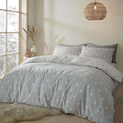 Catherine Lansfield Brushed Spot Reversible Duvet Cover Set