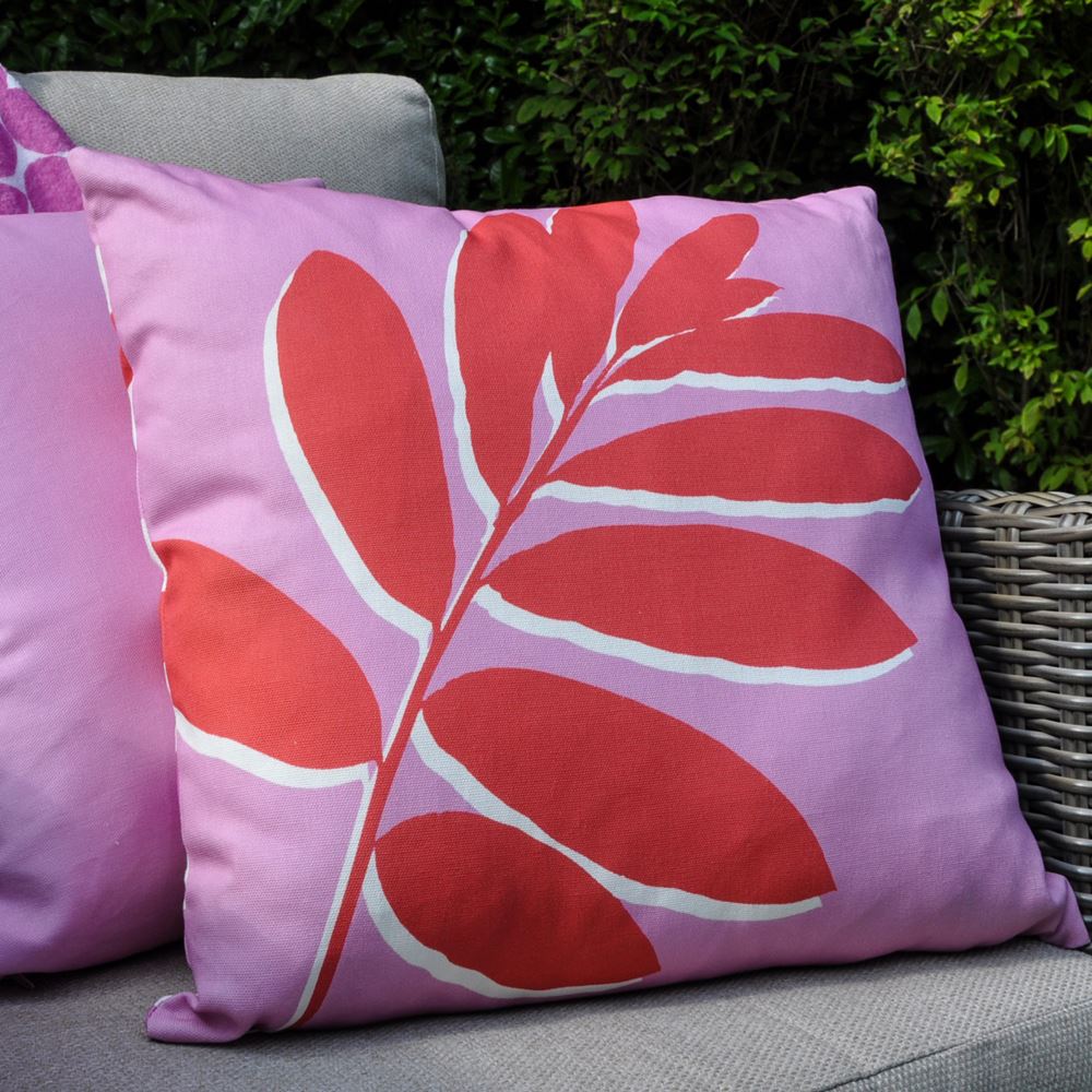 Fusion Ingo Leaf Print 100% Cotton Outdoor Filled Cushion