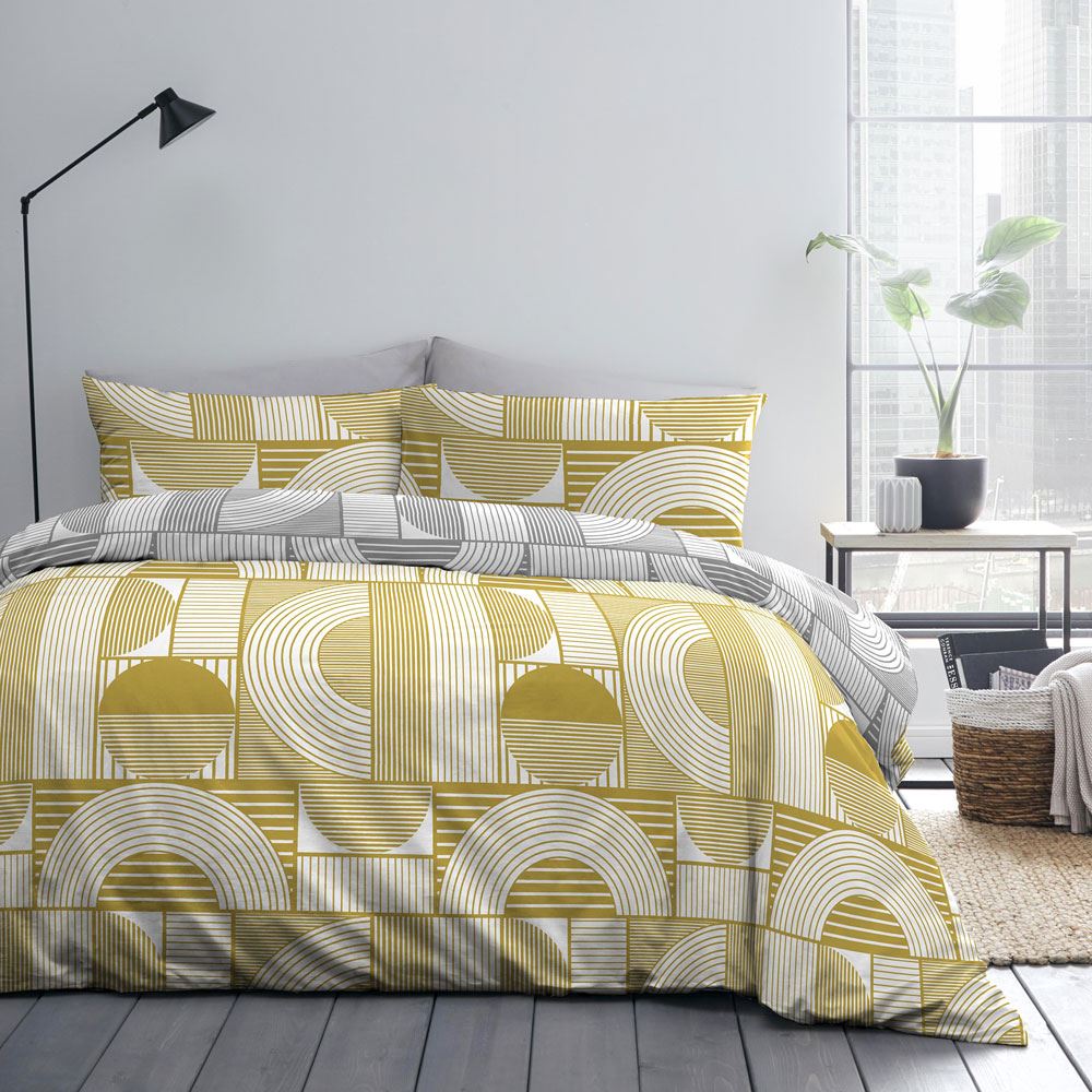 Fusion Cassidy Geometric Print Easy Care Reversible Duvet Cover Set