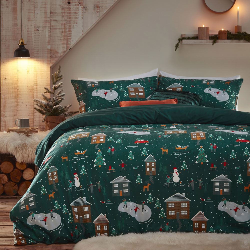 Furn Christmas Winter Pine Print Duvet Cover Set