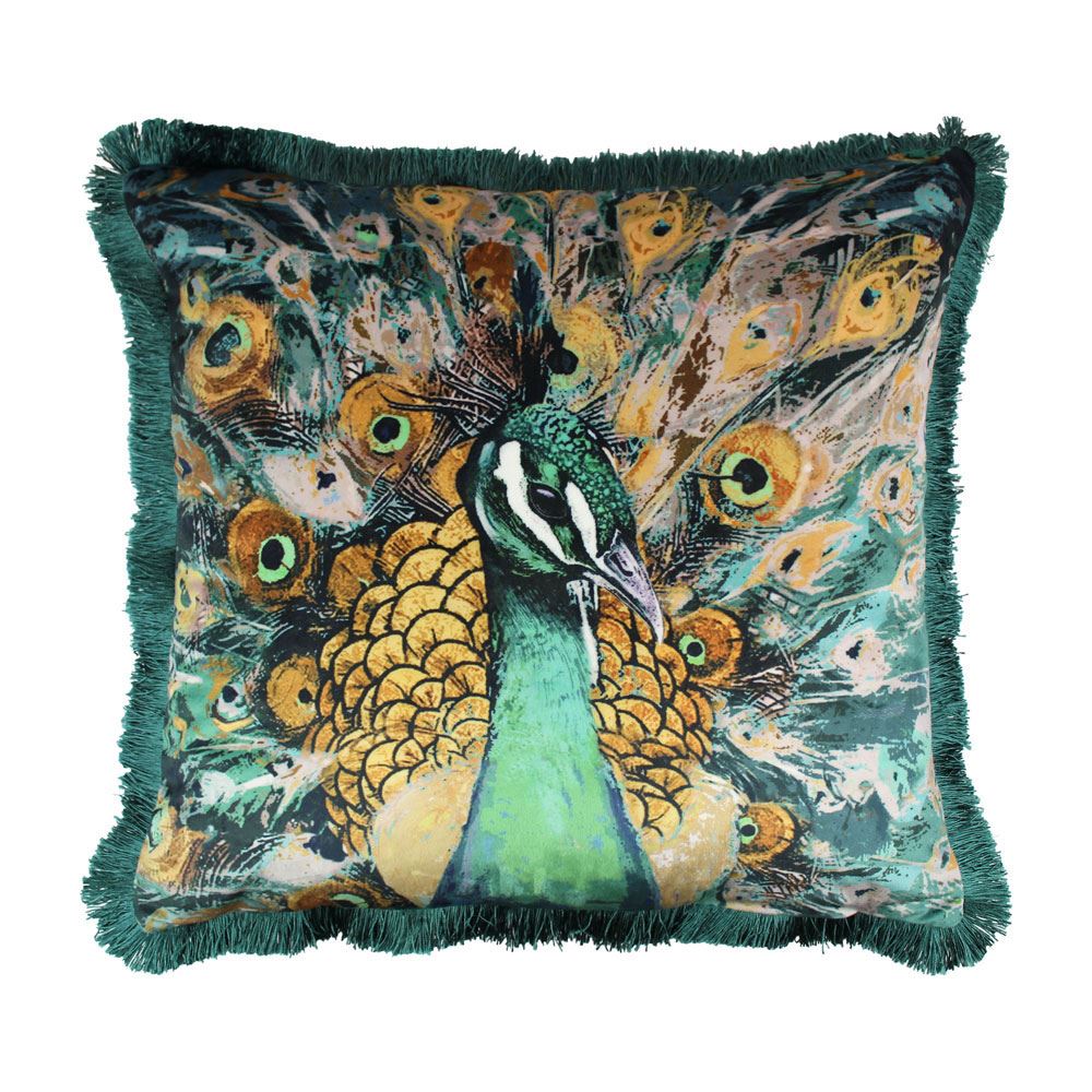 Scatter Box Quinn Velour Feather Filled Fringed Cushion