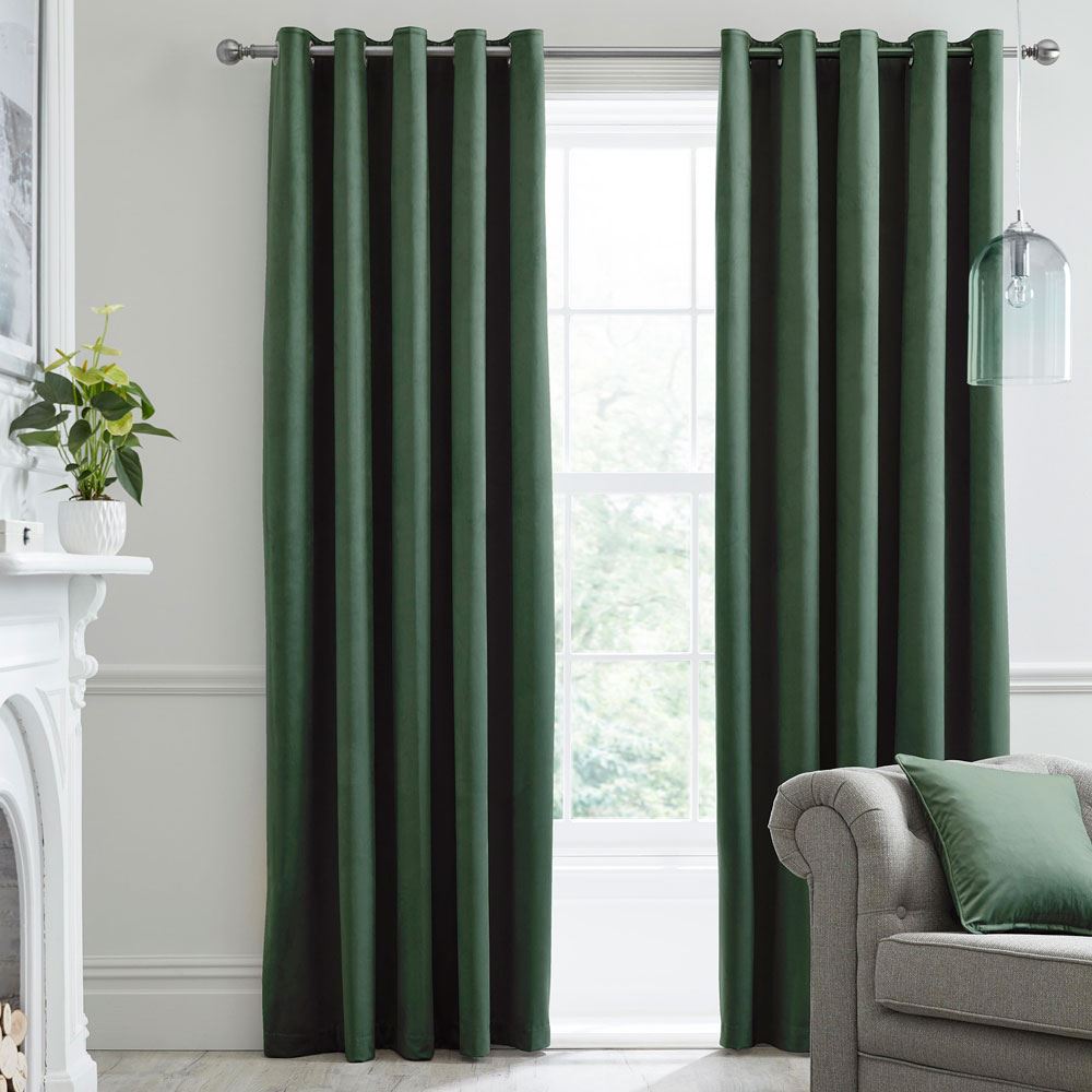 Laurence Llewelyn Bowen Montrose Velvet Blackout Eyelet Lined Curtains