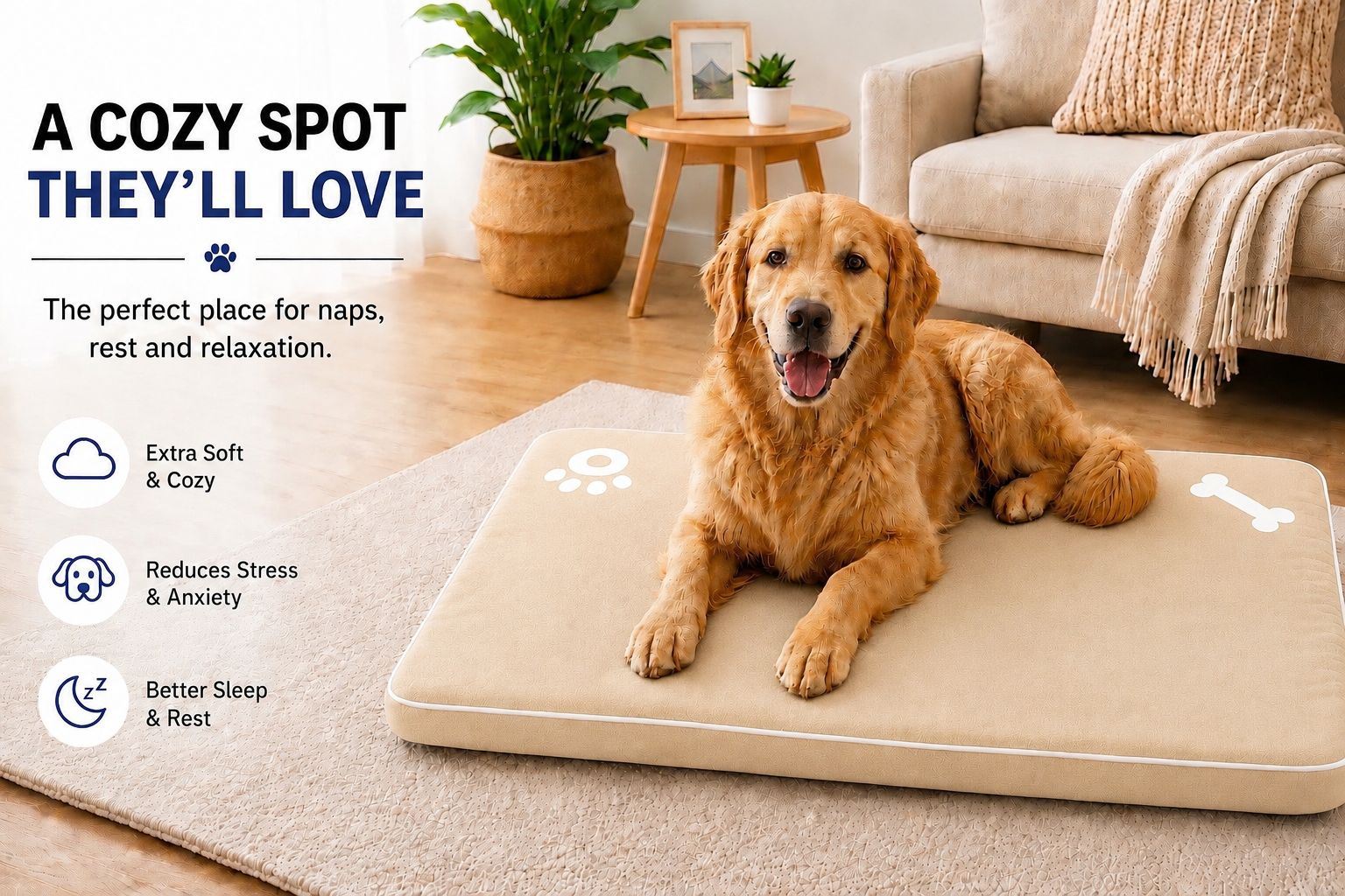 Night Zone Super Soft Bone & Paw Pet Bed Mat