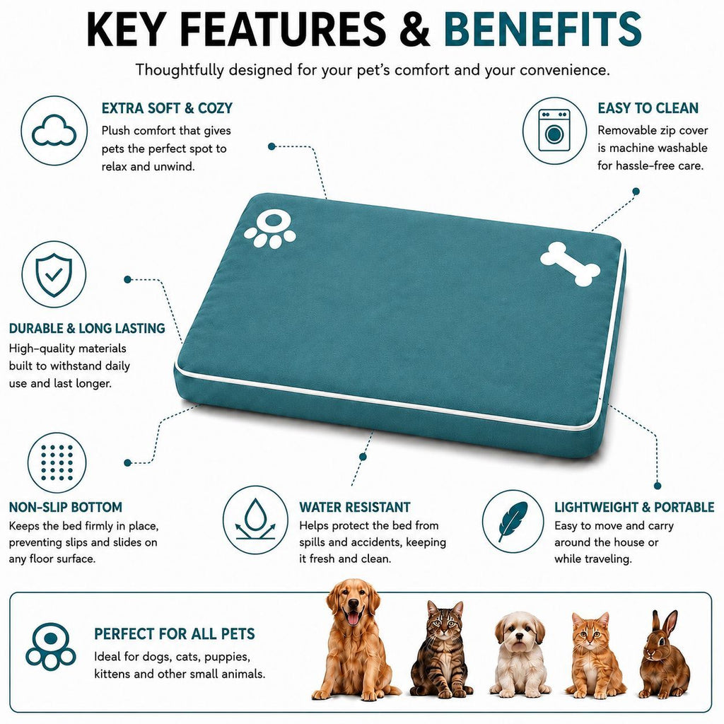 Night Zone Super Soft Bone & Paw Pet Bed Mat