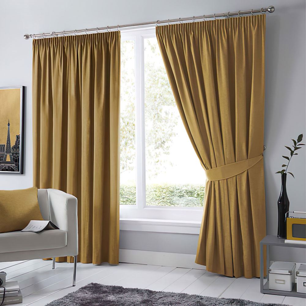 Fusion Dijon Blackout Pencil Pleat Lined Curtains