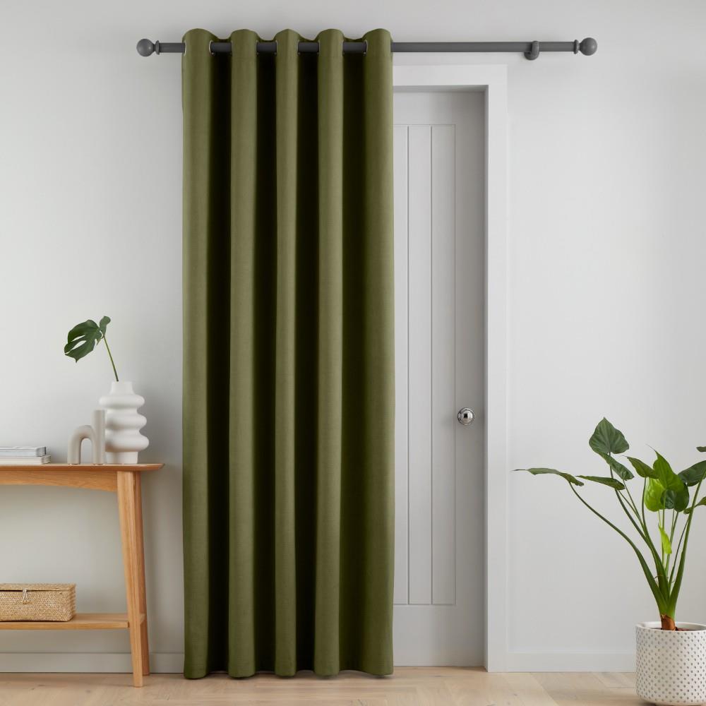 Catherine Lansfield Wilson Plain Thermal Blackout Eyelet Lined Door Curtain