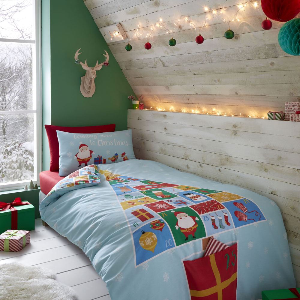 Catherine Lansfield Countdown To Christmas Easy Care Reversible Duvet Cover Set