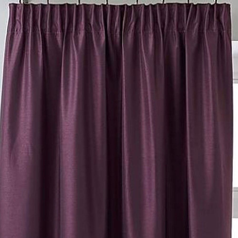 Emma Barclay Faux Silk Pencil Pleat Lined Curtains, Aubergine, 66 x 54 Inch