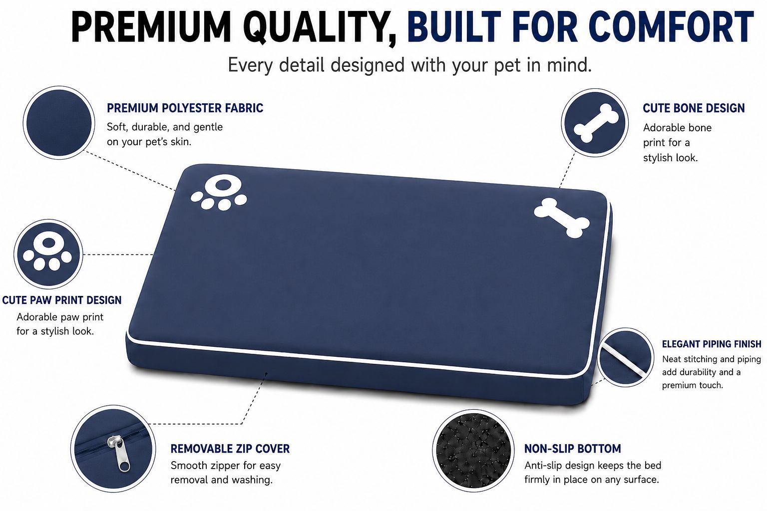 Night Zone Super Soft Bone & Paw Pet Bed Mat