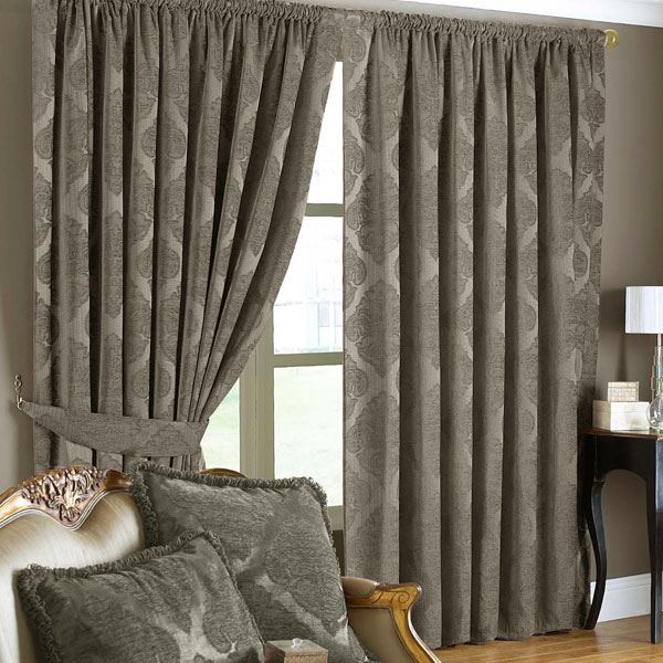 Paoletti Winchester Chenille Velvet Woven Lined Pencil Pleat Curtains