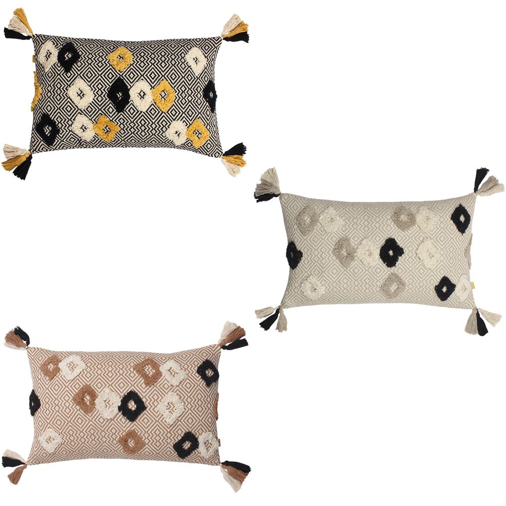 Furn Benji Tufted Diamonds 100% Cotton Tasselled Cushion Cover