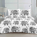 Night Zone Elephant Print Reversible Duvet Cover Set, White/Black