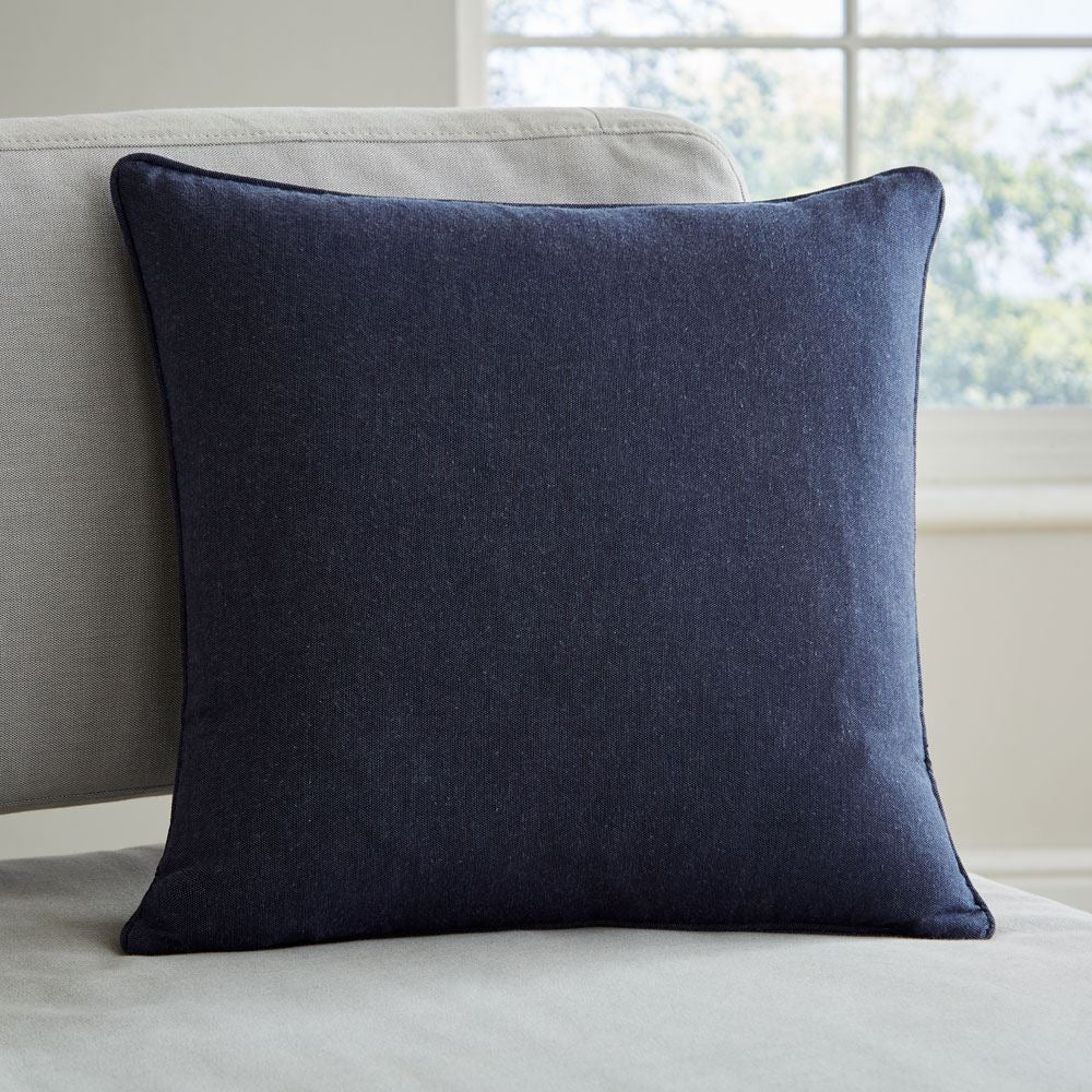 Catherine Lansfield Chambray Yarn Dyed 100% Cotton Piped Edge Filled Cushion