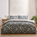 Catherine Lansfield Blocks Reversible Single Duvet Cover Set with Pillowcase Black