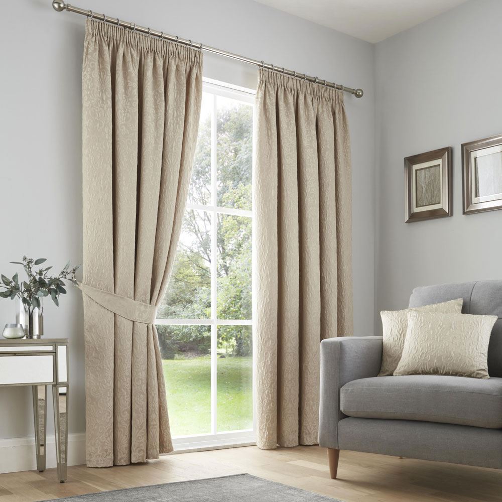Curtina Lamina Jacquard Weave Pencil Pleat Lined Curtains