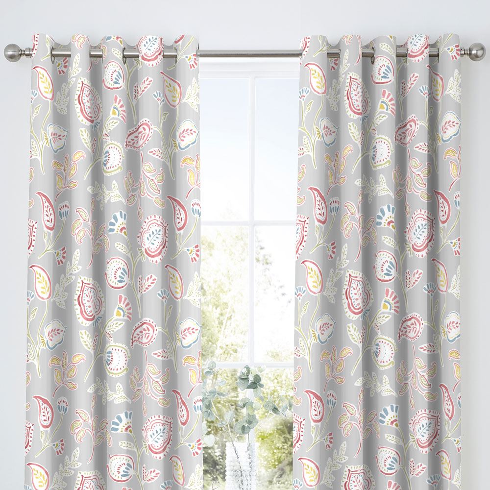 Dreams & Drapes Samana Paisley Floral Print Eyelet Lined Curtains