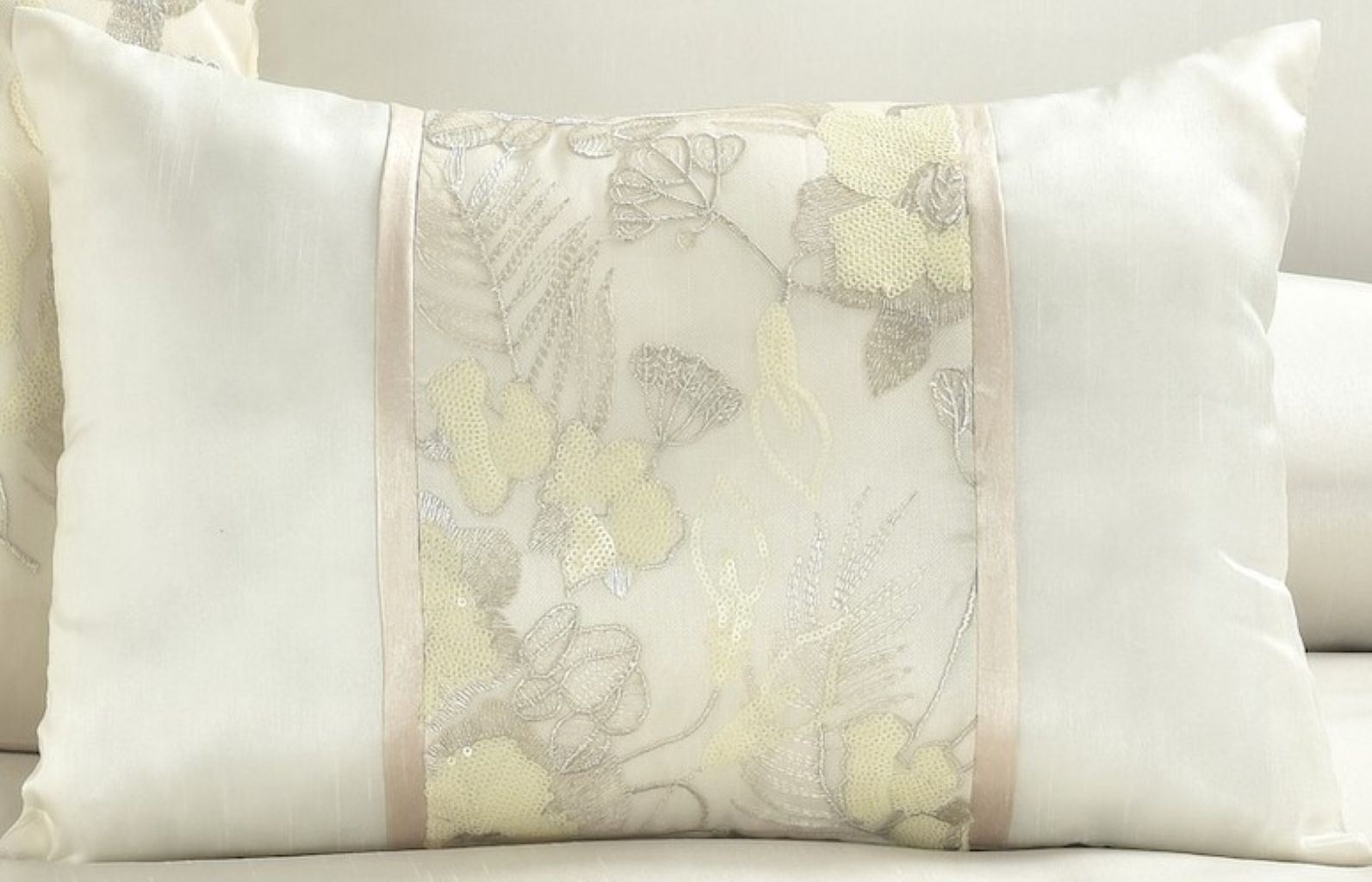 Night Zone Savanna Floral Embroidery Filled Cushion, 30 x 45 Cm