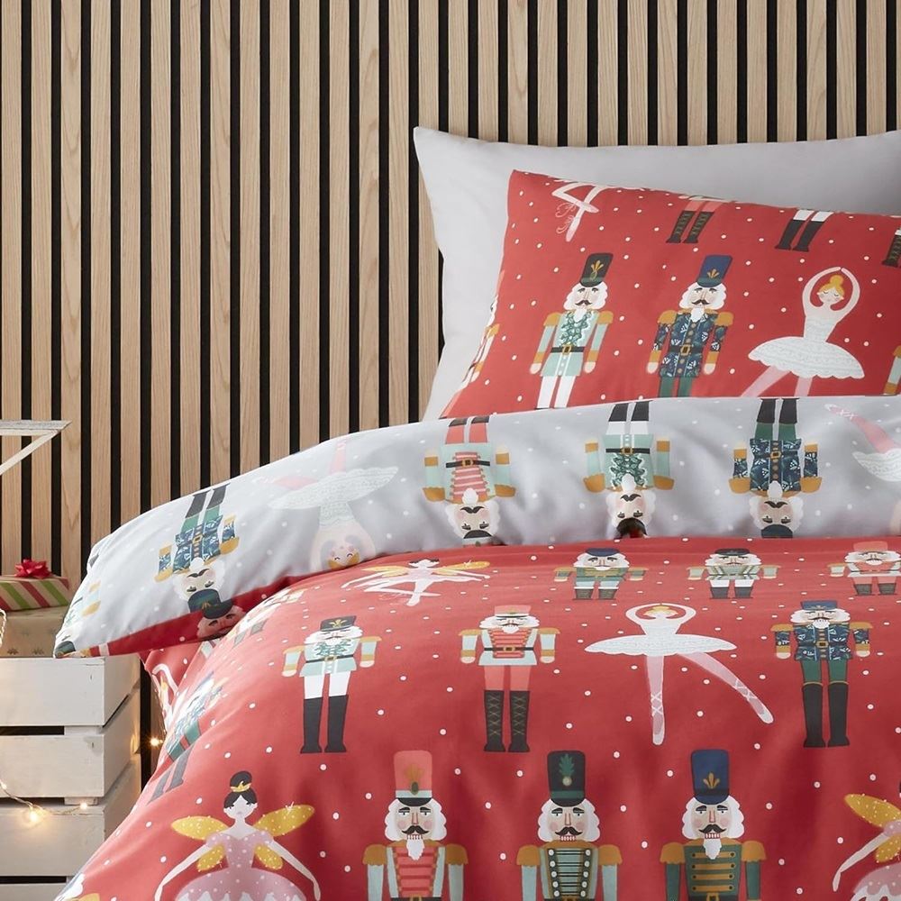 Fusion Christmas Nutcracker Easy Care Reversible Duvet Cover Set