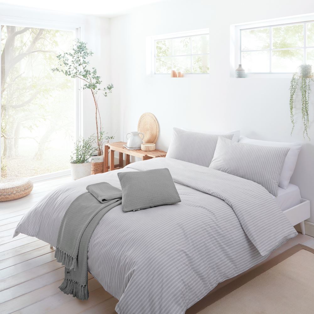 Drift Home Ellis Stripe Sustainable Eco-Friendly Reversible Duvet Cover Set