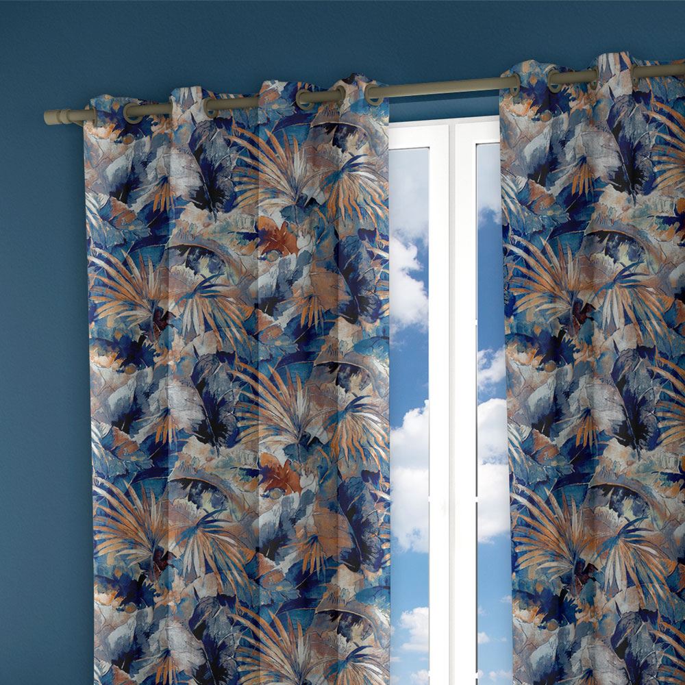 Scatter Box Aria Tropical Palm Leaf Eyelet Lined Curtains