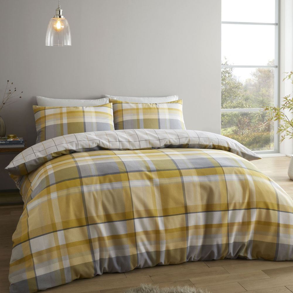 Catherine Lansfield Brushed Tartan Check Reversible Duvet Cover Set
