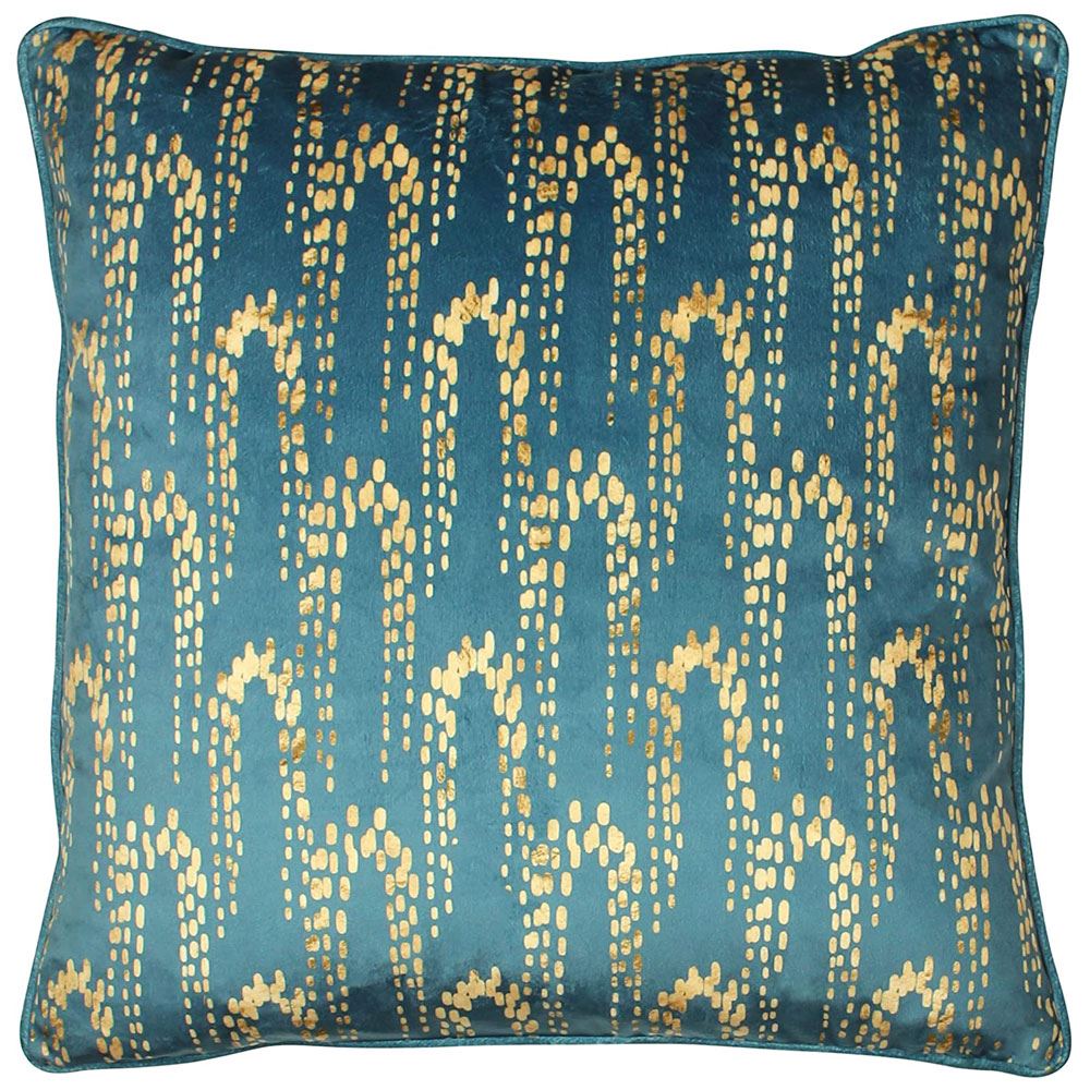 Furn Wisteria Faux Foil Geometric Print Piped Edge Cushion Cover