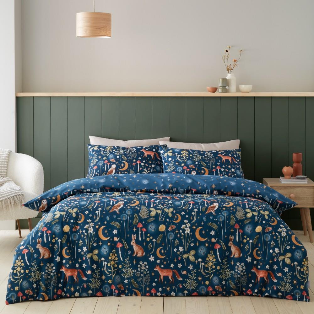 Catherine Lansfield Enchanted Twilight Animals Easy Care Reversible Duvet Cover Set