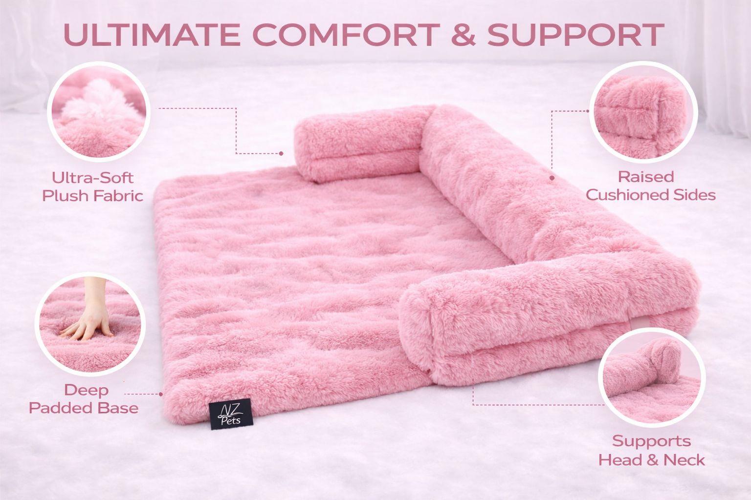 Night Zone Super Soft Plush Square Sofa Pet Bed