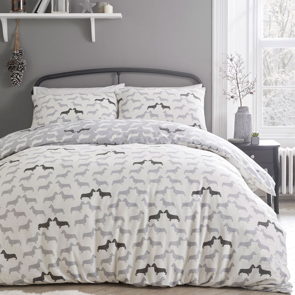 Fusion Snug Dudley Love 100% Brushed Cotton Reversible Duvet Cover Set