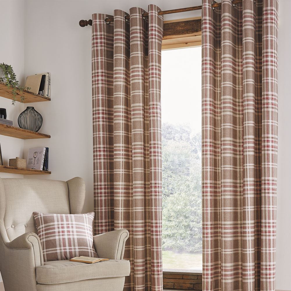 Catherine Lansfield Tweed Woven Check Eyelet Curtains