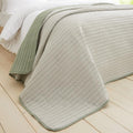 Catherine Lansfield Stripe Quilted Reversible 220x230cm Bedspread Green