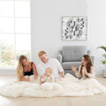 Catherine Lansfield Extra Large Cuddly Deep Pile Faux Fur Family Size 245x280cm Large Blanket Throw Cream