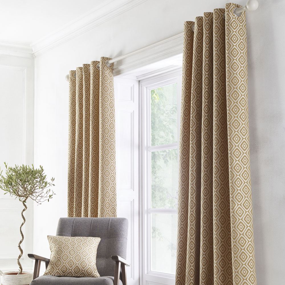 Appletree Loft Asha Geometric Diamond Jacquard Eyelet Lined Curtains