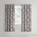 Catherine Lansfield Painted Floral Easy Care Cotton Rich Eyelet Curtains, Plum, 66 x 72 Inch